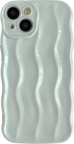 Vista 10 de Caseative - Funda para iPhone 14, color verde Patrón de ondulación de agua Marco de onda rizada suave