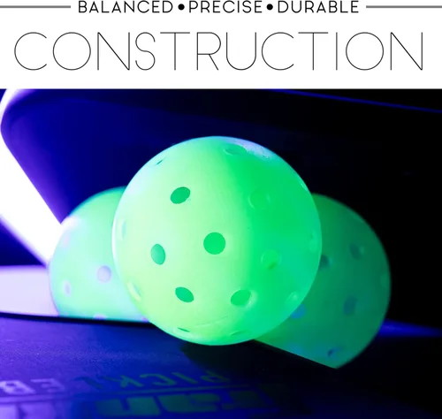 Vista 5 de Franklin Sports Pelotas de pickleball que brillan en la oscuridad al aire libre – Pelotas de pickleball iluminadas para pickleball nocturno