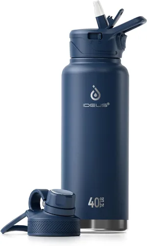 Vista 36 de IDEUS Botella de agua aislada de 12 onzas, botella de agua aislada de acero inoxidable para la escuela, botellas aisladas con pajitas a prueba