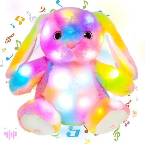 Vista 17 de Hopearl Pato de peluche LED que se ilumina, patito relleno de animal de granja flexible, luces nocturnas que brillan en la oscuridad, regalos