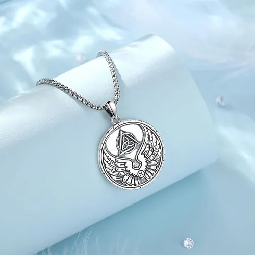 Vista 9 de Vito Collar con colgante de plata de ley 925, San Miguel, San Cristóbal, San Juda, sello de siete arcángeles, Virgen María milagrosa, crucifijo