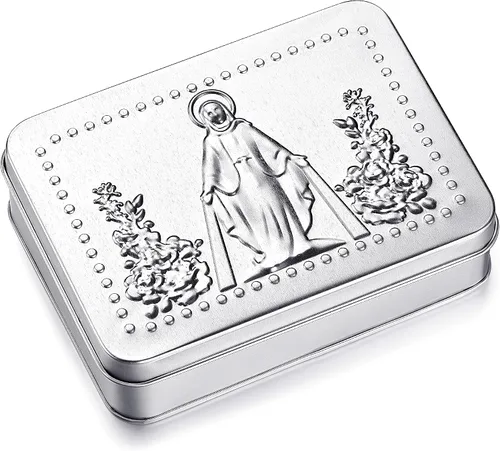 Vista 7 de Tarjetas sagradas católicas de oración con caja de metal, regalos católicos, tarjetas sagradas surtidas con santos católicos y oraciones, 144