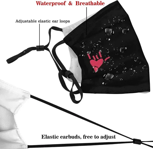Vista 4 de Be Kind - Máscara facial de lenguaje de señales, lavable, reutilizable, a prueba de polvo, con 2 filtros para unisex