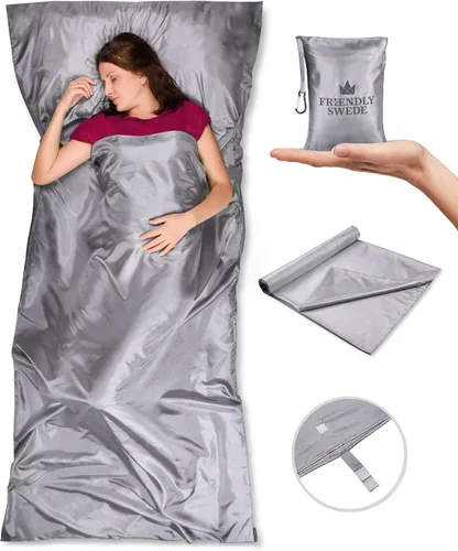 Vista 12 de The Friendly Swede Sleeping Bag Liner - Cold Weather Microfiber or Ultralight Polyester Adult Sleep Sack in 3 Sizes- for Hotel and Camping Sheets