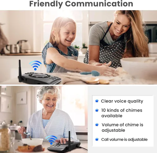 Vista 3 de Intercomunicadores inalámbricos manos libres para negocios en casa, sistema de intercomunicación de audio bidireccional mejorado para ancianos