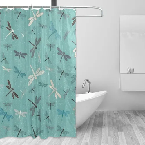 Vista 36 de MNSRUU Fabric Shower Curtain, Flowers and Butterflies Pink Waterproof Polyester Curtains with Hooks for Home Bathroom Decorative