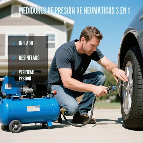 Vista 4 de Medidor digital de presión de neumáticos con inflador 3-250 PSI