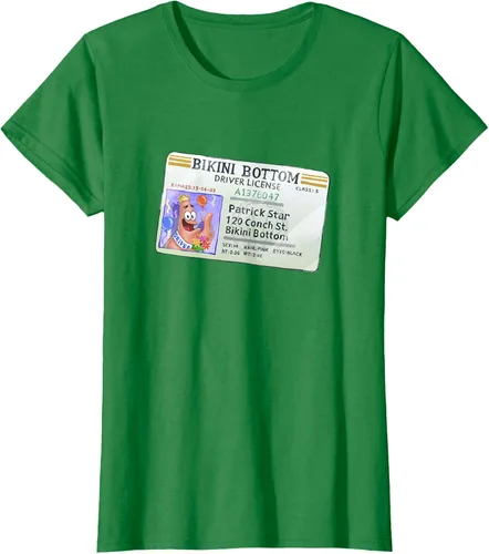 Vista 37 de SpongeBob SquarePants Camiseta con logotipo de Patrick Star Driver License King, Negro