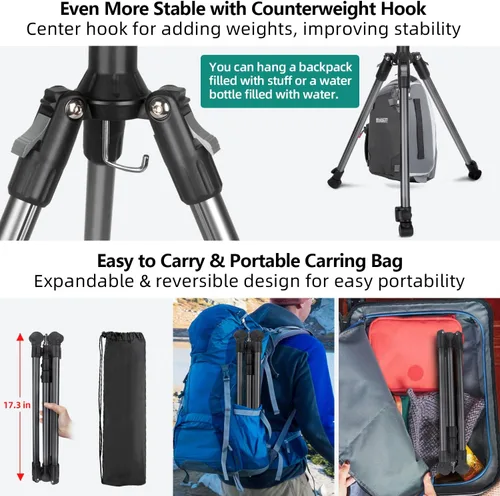 Vista 7 de Soporte de luz extensible para fotografía, ajustable de 6.6 pies/6.6 ft de aluminio para viajes, trípode de iluminación de estudio portátil