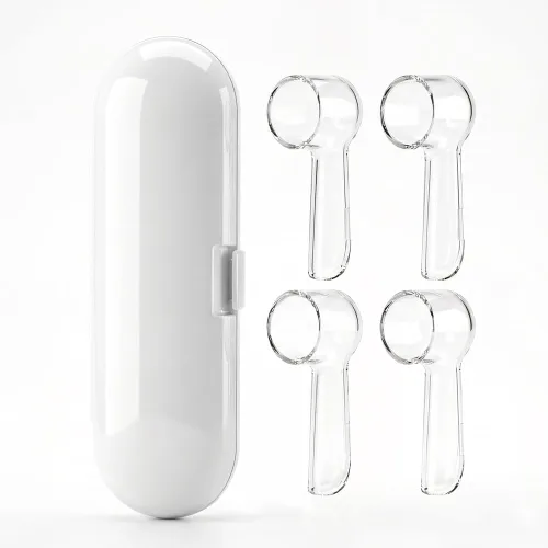 Vista 8 de Estuche de viaje para cepillos de dientes eléctricos Oral-B, 4 fundas para cabezales de cepillo de dientes compatibles con cabezales de cepillo