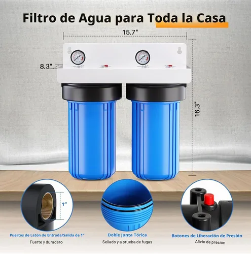 Vista 5 de PUREPLUS - Filtro de agua para toda la casa de 2 etapas, NSF/ANSI 42