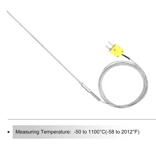 Vista 3 de MECCANIXITY Sonda de sensor de temperatura tipo K con termopar y enchufe, sonda de temperatura del medidor -50 a 1100°C (-58 a 2012°F), acero