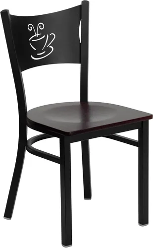 Vista 13 de Flash Furniture HERCULES Series Silla de restaurante de metal con respaldo de café negro - Asiento de vinilo burdeos Asiento de vinilo borgoña/marco