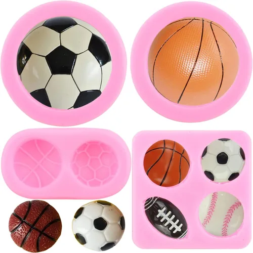 Vista 12 de ZiXiang Moldes de silicona para béisbol, bate de béisbol, guante, sombrero, fondant, baloncesto, fútbol, rugby, chocolate para decoración