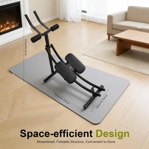 Vista 2 de Abdominal Crunch Coaster, Height Adjustable Ab Trainer Abdominal Whole with LCD Monitor & Six Silent Rollers, Body Workout Machine for Home