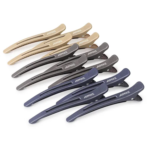 Vista 9 de AIMIKE Pinzas para peinar con pico de pato de silicón sin arrugas para sección, corte y uso en salón Clips de pico de pato con bandas de silicona