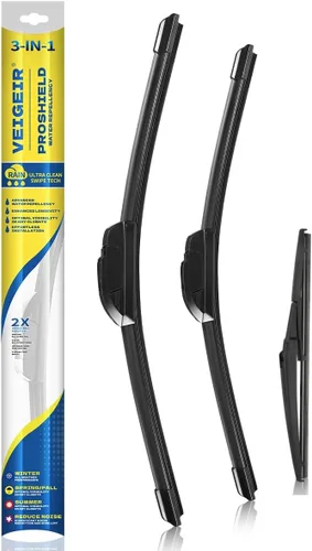 Vista 20 de Paquete de 3 plumas limpiaparabrisas delanteros y traseros para automóviles, calidad original de fábrica, 20 pulgadas, 20 pulgadas, 12 pulgadas