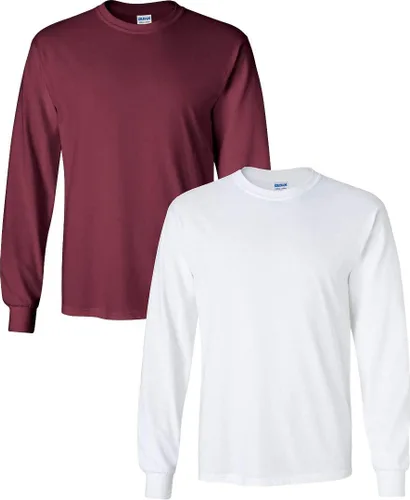 Vista 30 de Gildan - Camiseta de algodón y de manga larga para hombre, modelo G2400 (1) verde irlandés + (1) negro