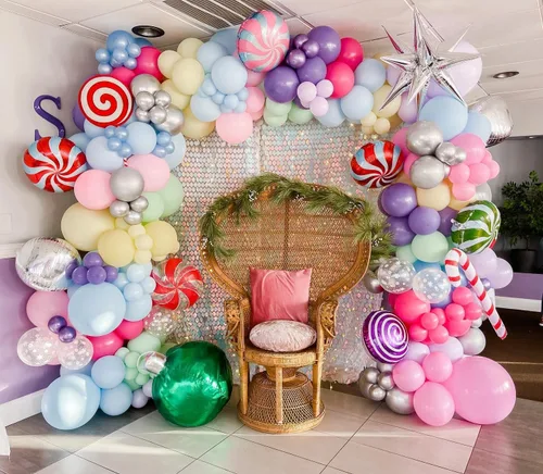 Vista 7 de Kit de arco de globos pastel arcoíris con globos de colores surtidos, guirnalda de globos pastel, globos de fiesta pastel, azul pastel, rosa, verde