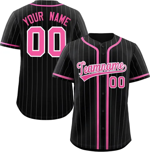 Vista 18 de Camiseta de béisbol de rayas finas personalizada hipster hip hop, camisetas deportivas con nombre y número del equipo personalizado para hombres