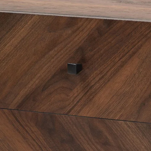 Vista 6 de Baxton Studio Hartman Mid-Century - Soporte de TV de madera con acabado marrón nogal moderno
