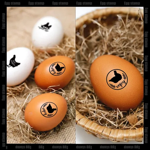 Vista 6 de SAVITA Sellos de huevos, bonitos sellos de huevos para huevos frescos con almohadilla de sello, sello personalizado para huevos de granja