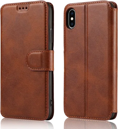 Vista 10 de QLTYPRI - Funda tipo cartera para iPhone Xs Max, color negro Funda simple de piel sintética con ranuras para tarjetas, cierre magnético, a prueba