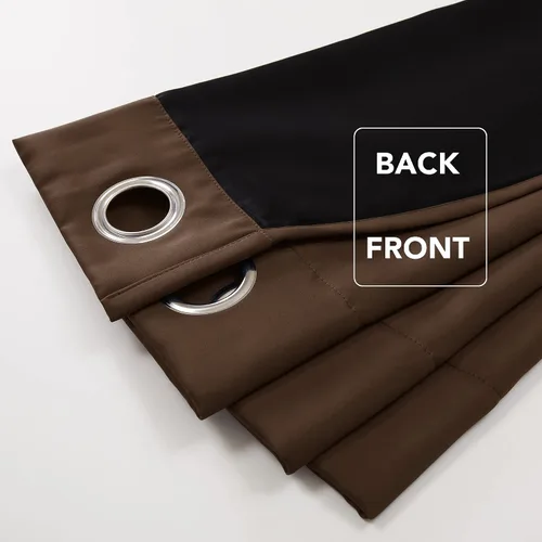 Vista 350 de Deconovo Cortinas opacas 100% con forro negro, cortinas con ojales aisladas térmicamente que reducen el ruido, doble capa para oscurecer