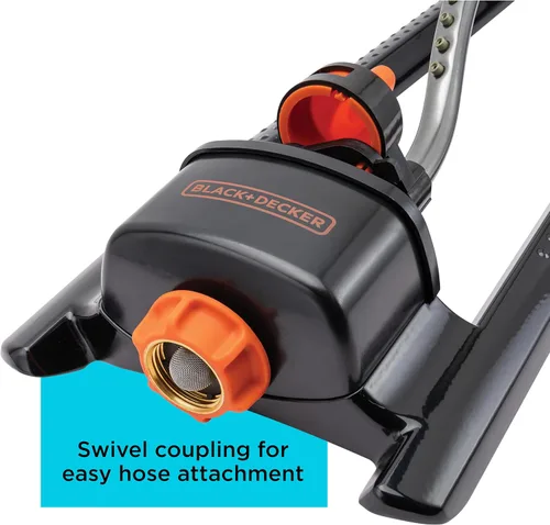 Vista 3 de Black + Decker® - Aspersor oscilante de metal de 3,600 pies cuadrados, duradero, ajustable, cobertura uniforme de riego BD3435
