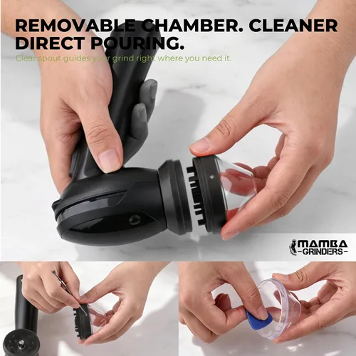 Vista 5 de Mamba Lite - Molinillo eléctrico de especias, molinillo de cocina recargable USB-C para hierbas culinarias secas y condimentos, color negro