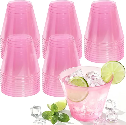 Vista 9 de Glowserve Paquete de 50 vasos de plástico transparente de 9 onzas, vasos de plástico azul transparente para cóctel, vasos desechables para fiestas
