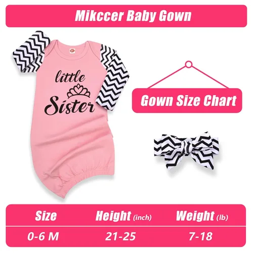 Vista 5 de Vestido de bebé recién nacido de 0 a 6 meses, vestido de dormir súper suave para recién nacido, camisón de manga larga para bebé, traje esencial