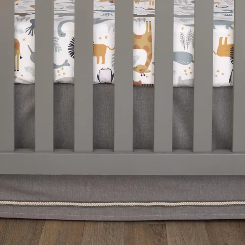 Vista 6 de NoJo Zoo Animals - Juego de cama para cuna de 4 piezas, color blanco y gris
