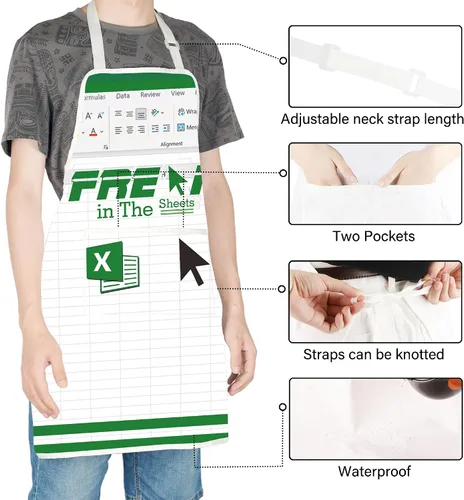 Vista 4 de TOBGBE Hoja de cálculo de Excel Regalos F In The Sheets Delantal Archivo Datos Carácter Babero Divertido Analista de Datos CPA Contador Jefe Regalos