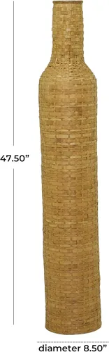 Vista 6 de Deco 79 Jarrón decorativo de madera de bambú para centro de mesa, florero para decoración del hogar, 9 x 9 x 48 pulgadas, marrón