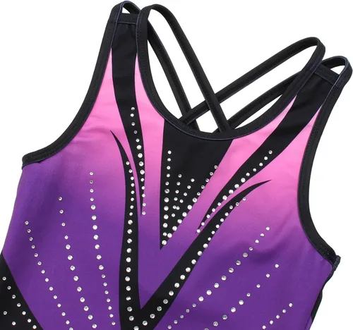 Vista 93 de MODAFANS Leotardos de gimnasia para niñas brillantes para bailar ballet, pantalones cortos con espalda cruzada