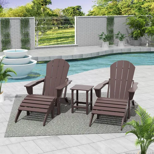 Vista 12 de WestinTrends Malibu - Silla de salón para exteriores, juego de 2 sillas Adirondack con otomana, sillas plegables de madera de polietileno para todo