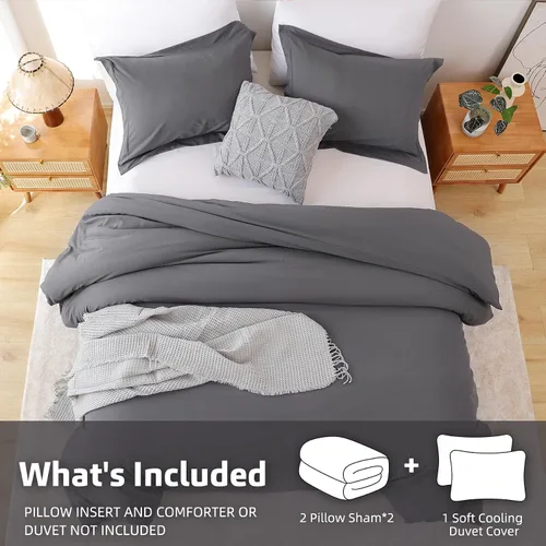 Vista 2 de Whitney Home Textile Juego de Funda de Edredón Gris Oscuro Tamaño Twin - 2 Piezas de Lujo Suave Refrescante Funda de Edredón con Cierre