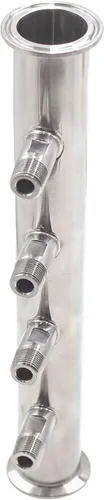 Vista 3 de HFS (R) Abrazadera triple de 1,5 "a NPT Colector de cuatro vías (4) 1/2 "NPT macho 24" longitud 304 acero inoxidable