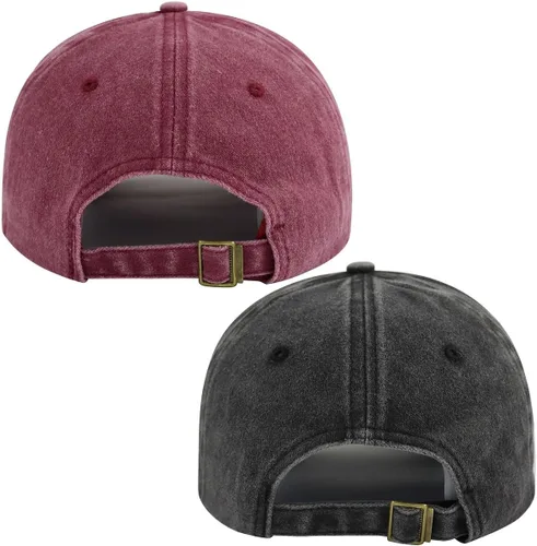 Vista 5 de 2 gorras de béisbol bordadas de algodón lavado ajustable para hombres y mujeres, 2
