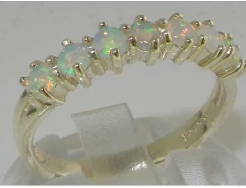 Vista 2 de Anillo de eternidad de plata de ley 925 con ópalo auténtico para mujer