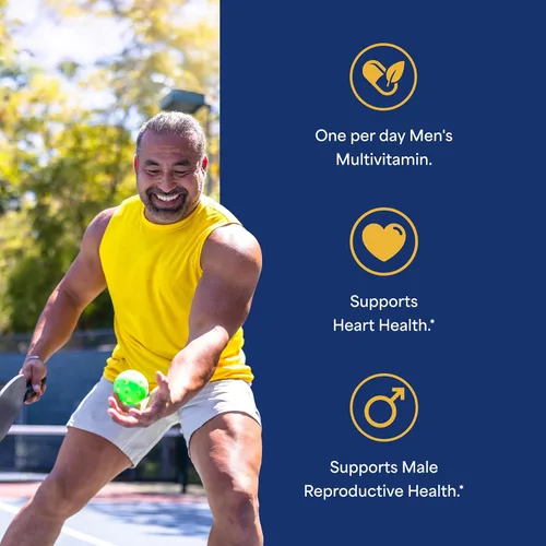 Vista 2 de Puritan's Pride One Daily Multivitamínico para hombre, suplemento dietético para apoyar la salud cardíaca y reproductiva masculina con vitamina A