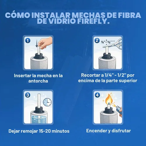Vista 4 de Firefly - Mechas de antorcha Tiki de fibra de vidrio - Paquete de 6 piezas de repuesto