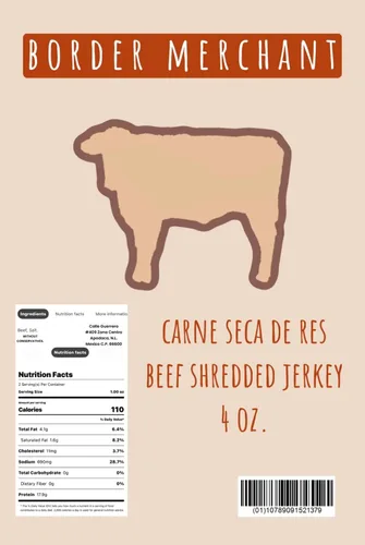 Vista 2 de Machacado Carne Seca De Res Machaca de Carne Rallada Jerky 4 oz