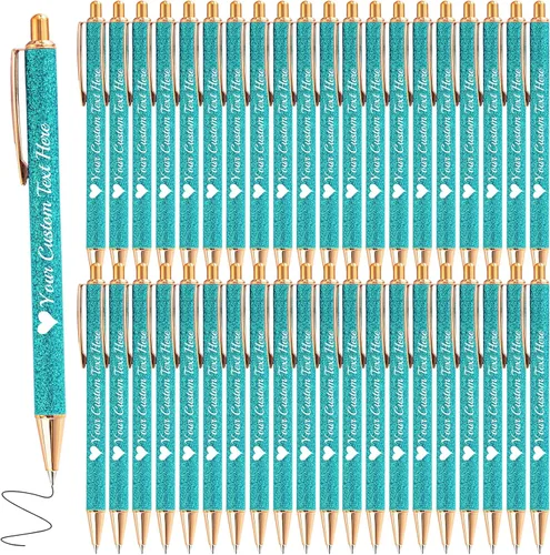 Vista 18 de Hasta 100 bolígrafos personalizados a granel con nombre, bolígrafo con purpurina personalizable, logotipo de negocios, mensaje de texto, regalo