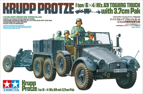 Vista 7 de Tamiya Modelos Krupp Protze Camión de remolque con kit de modelo Pak de 1.457 in