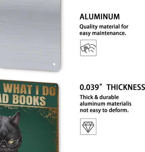 Vista 3 de AMOGHASIDDHI Cartel de metal con diseño de gato negro con consejos divertidos de animales, póster de metal vintage de aluminio de 8 x 12 pulgadas