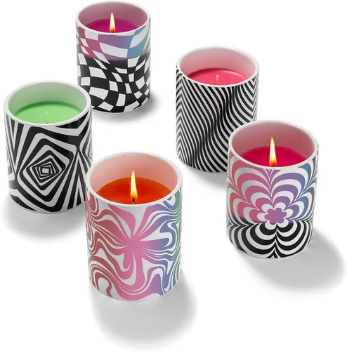 Vista 4 de Glo Zone Vela perfumada de cerámica que cambia de color lento, 12 oz - Vibin' Green