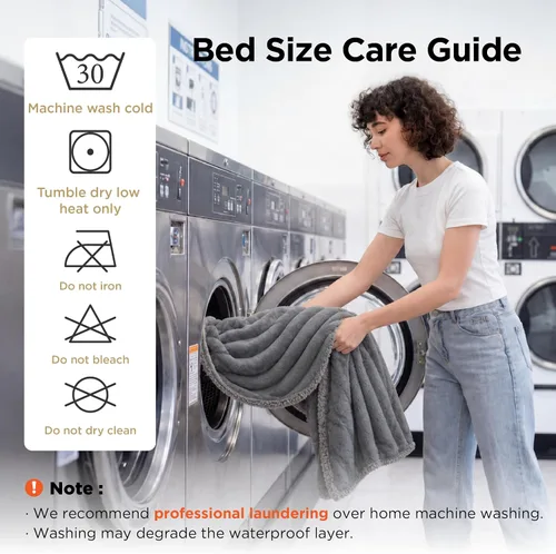 Vista 6 de Bedsure ComfyFleece® Waterproof Blanket for Bed, Twin（60"x80"） Warm Grey Gris cálido