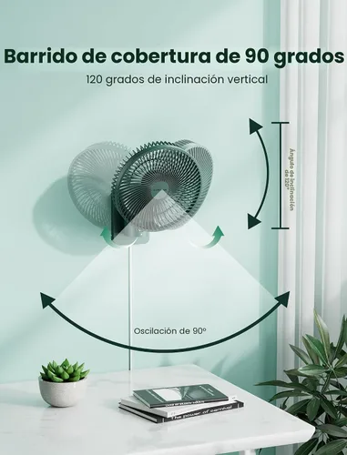Vista 2 de Comoistar - Ventilador oscilante montado en pared con control remoto y temporizador, ventilador pequeño de 8.5 pulgadas para RV con 4 velocidades